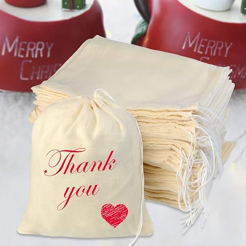 Miniatura 5 de Tayfremn 100 bolsas de algodón con cordón, bolsas de muselina reutilizables, bolsas de algodón natural con cordón, bolsa de regalo a granel, bolsa