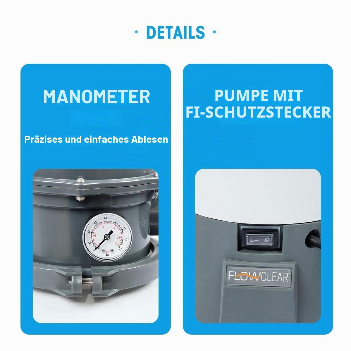 Bestway Water_Pump 58515-2 Sandfilterpumpe 3.028 l/h, mehrfarbig, 36 x 52.5 x 36 cm 3 028 l/h