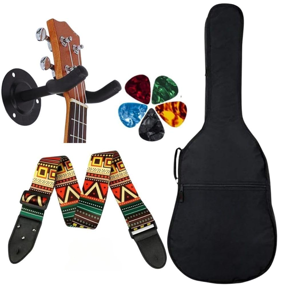 MOCKING BIRD Acoustic Guitar Bag Foam Padded Guitar Cover for 38, 39, 40, 41 inch with Adjustable Guitar Strap Wall Mount Hanger and Guitar Picks for Acoustic Electric Bass Guitar case-image-46