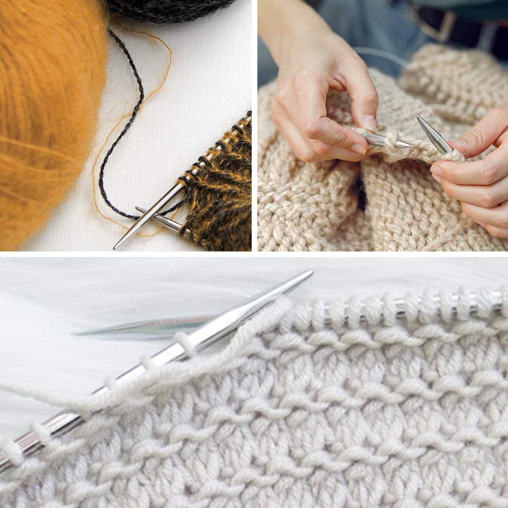 YXHZVON 8 Pièces Aiguilles à Tricoter Circulaire, Aiguilles à Tricoter En Acier Inoxydable De 60 Cm Long Pour Chaussettes Chapeaux Echarpes Tissage (2mm/2,5mm/3mm/4mm/5mm/6mm/7mm/8 Mm