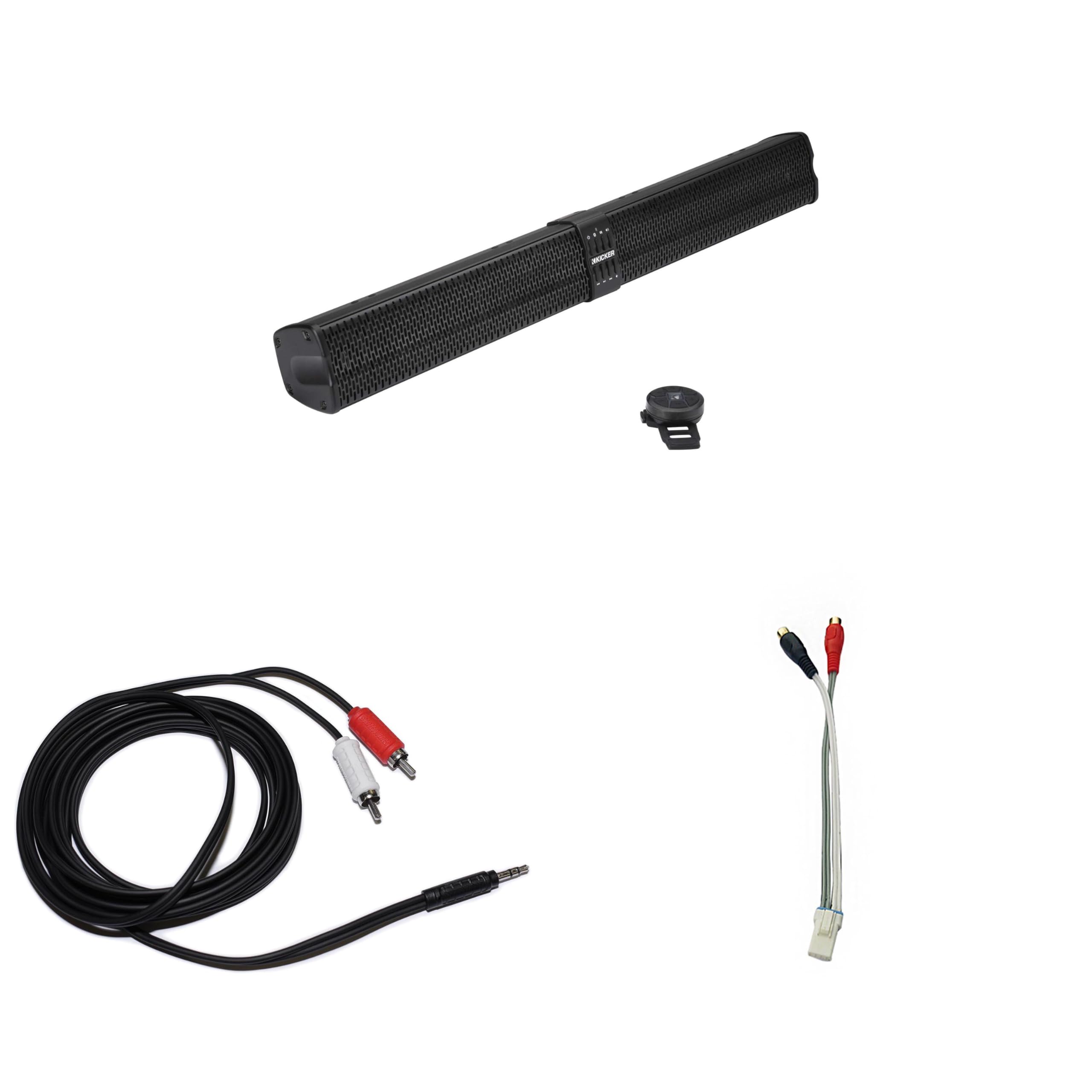Kicker PowerBar 47KPB2 10 Speaker Amplified Sound Bar & Non-Ride Command RCA Adapter