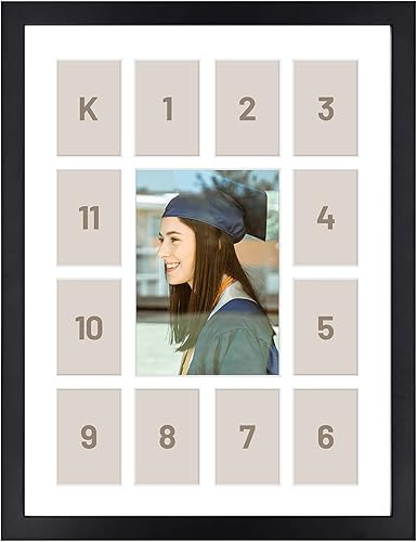 Golden State Art 13-Opening marco de madera para fotos de 12 x 16 pulgadas, con fondo blanco y vidrio genuino, en color negro