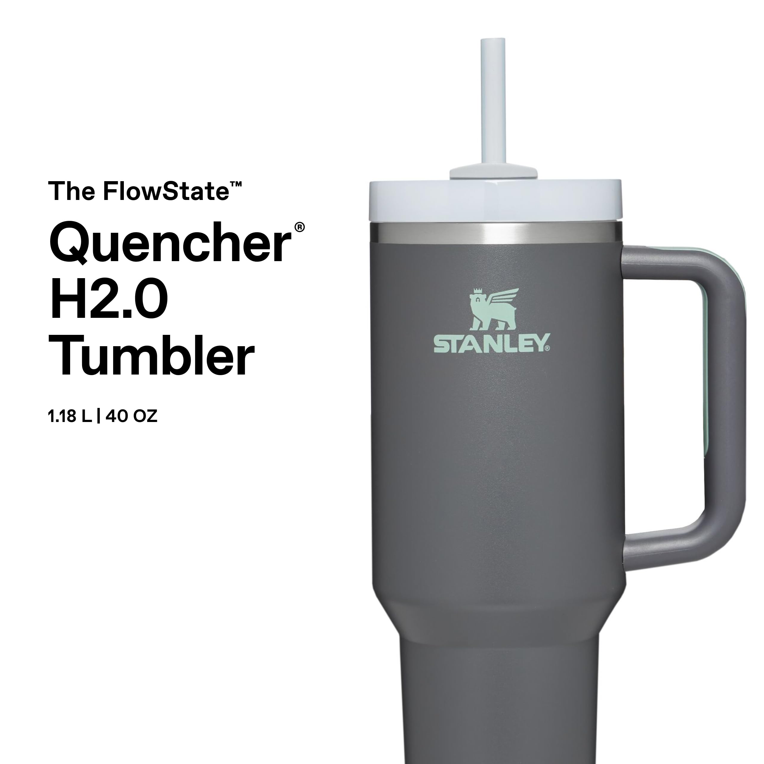 Stanley 1913 Quencher Mug Isotherme avec Paille 1.2L - Charcoal