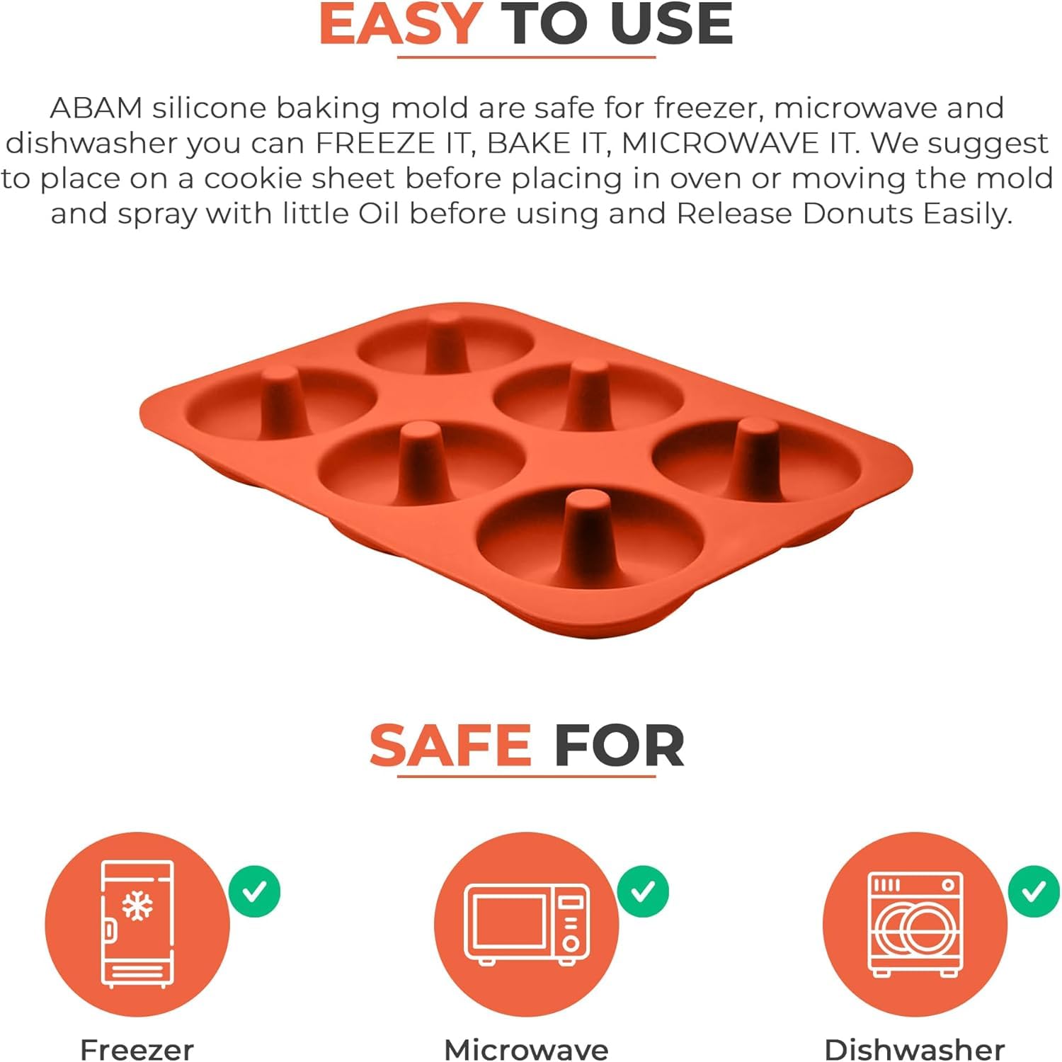 ABAM Molde de silicona de alta calidad de 3.5 pulgadas, paquete de 2 bandejas antiadherentes de silicona de grado alimenticio con 12 moldes para donas o bandeja para hacer bagels y pasteles, perfecto