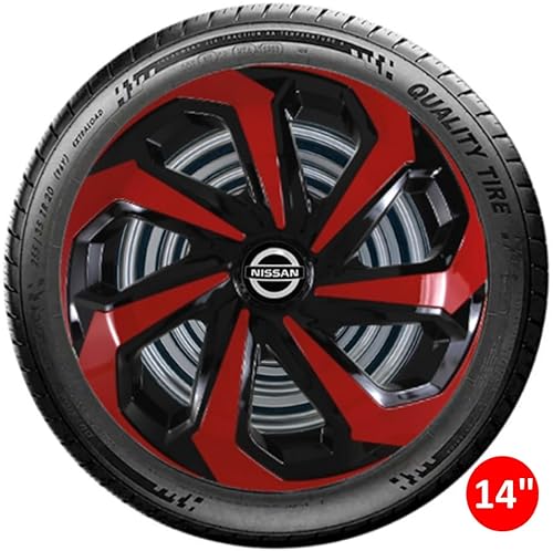 Jogo 4 Calotas Esportivas Spider Preto/Vermelho aro 14 NISS March Versa Sentra Livina