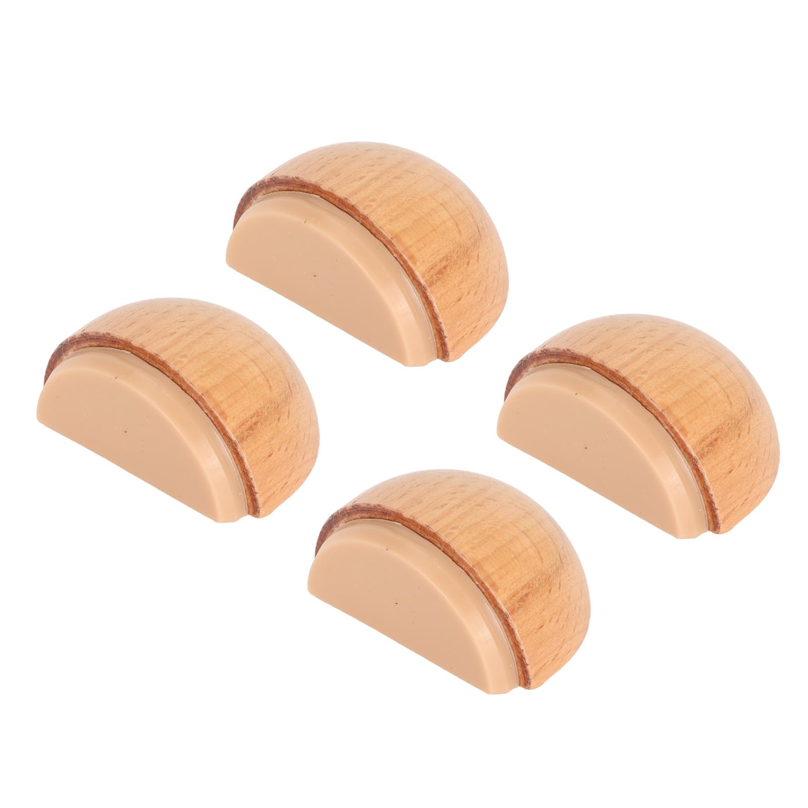 Wood Door Stopper, 4pcs Door Stopper Wall Protector Multipurpose Silent Prevents Collision Wall Door Stoppers Shock Absorbent Bumper Stop for Bedroom Bathroom