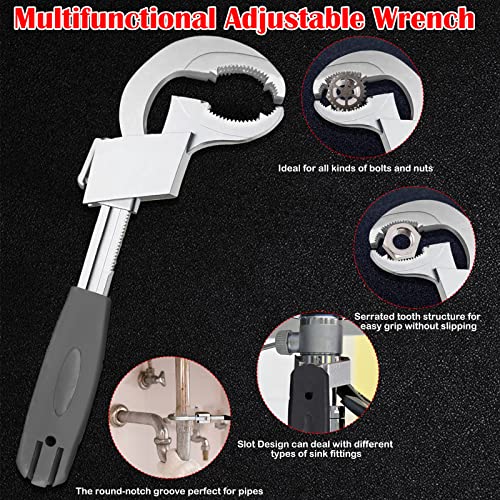 Double-Ended Adjustable Wrench Set, Universal Wrench Spud With Replacement Head, Crescent Wrench Multifunctional Plumbing Wrench For Valves, Faucets, Pipes, Home Accessories #TOP4