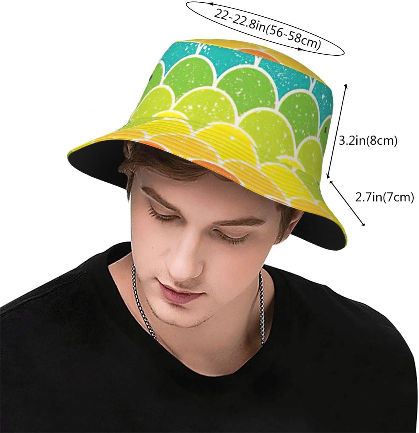 Rainbow Fish Scale Print Bucket Hat for Men Women,Fun Sun Hats,Fisherman Outdoor Summer Travel Hiking Cap