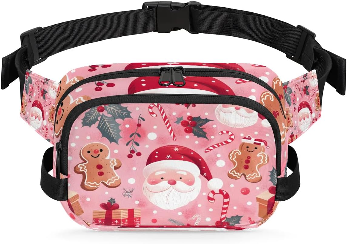 Gift Santa Claus Christmas Crossbody Bags for Women Trendy Waterproof Fanny Pack with Adjustable Strap Fanny Pack for Travel Shopping Running and Daily Use
