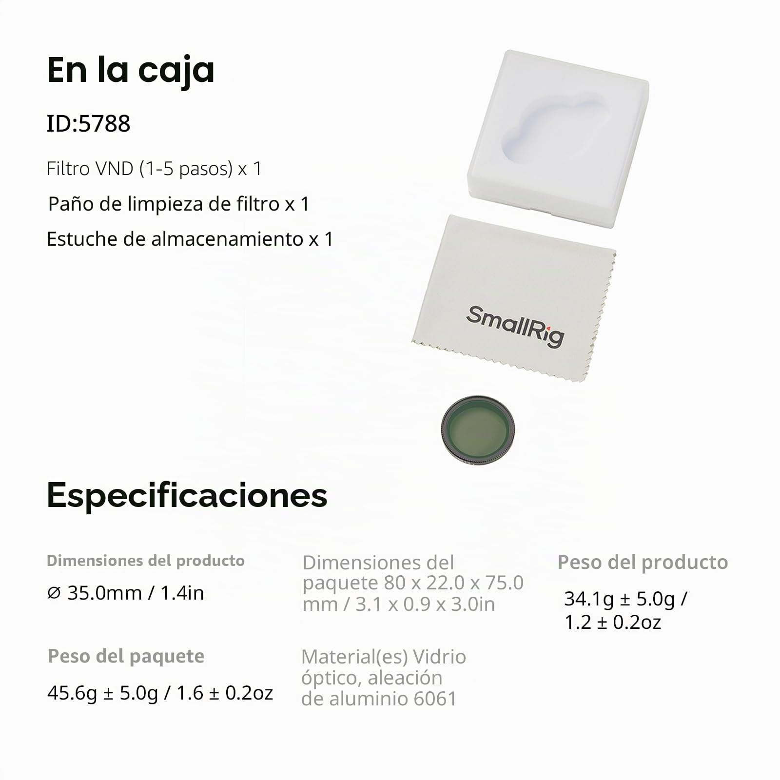 SmallRig Nano VND - Filtro de 1-5 paradas para DJI Osmo Nano, filtro variable ND2-ND32, filtros ND ajustables, hecho de vidrio óptico HD multicapa, incluye estuche de almacenamiento