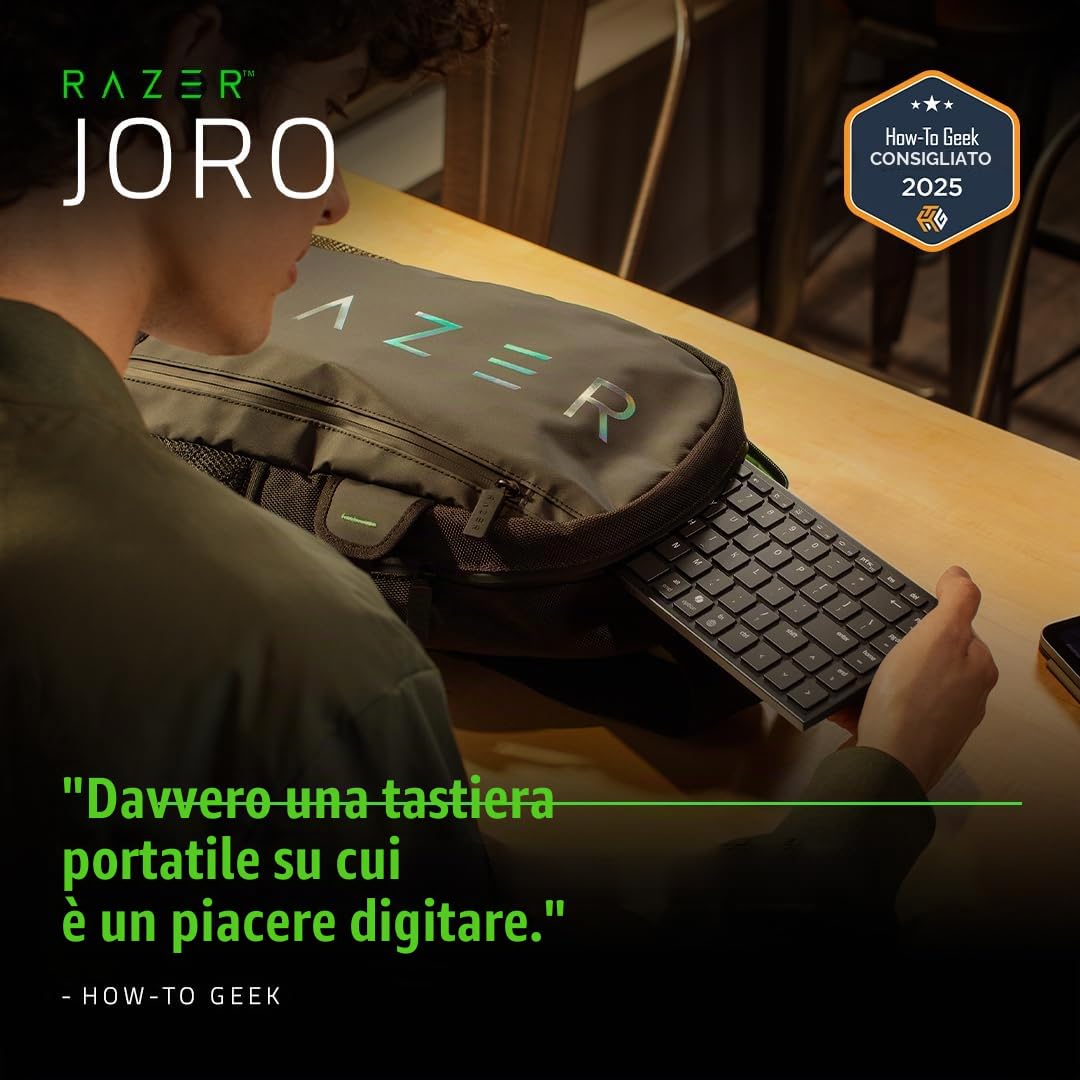Razer Joro Portable Keyboard - Tastiera wireless compatta retroilluminata - Bluetooth - Wifi - Basso profilo - USB-C - Compatibile con Apple mac OS e iOS - Windows - Tastiera QWERTY USA | Nero