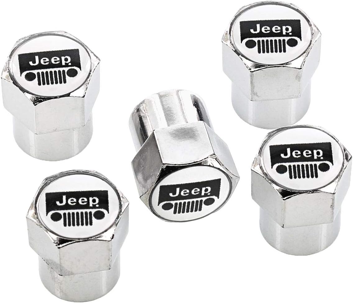 Jeep Logo Black Finish Valve Cap Covers … (Chrome A)