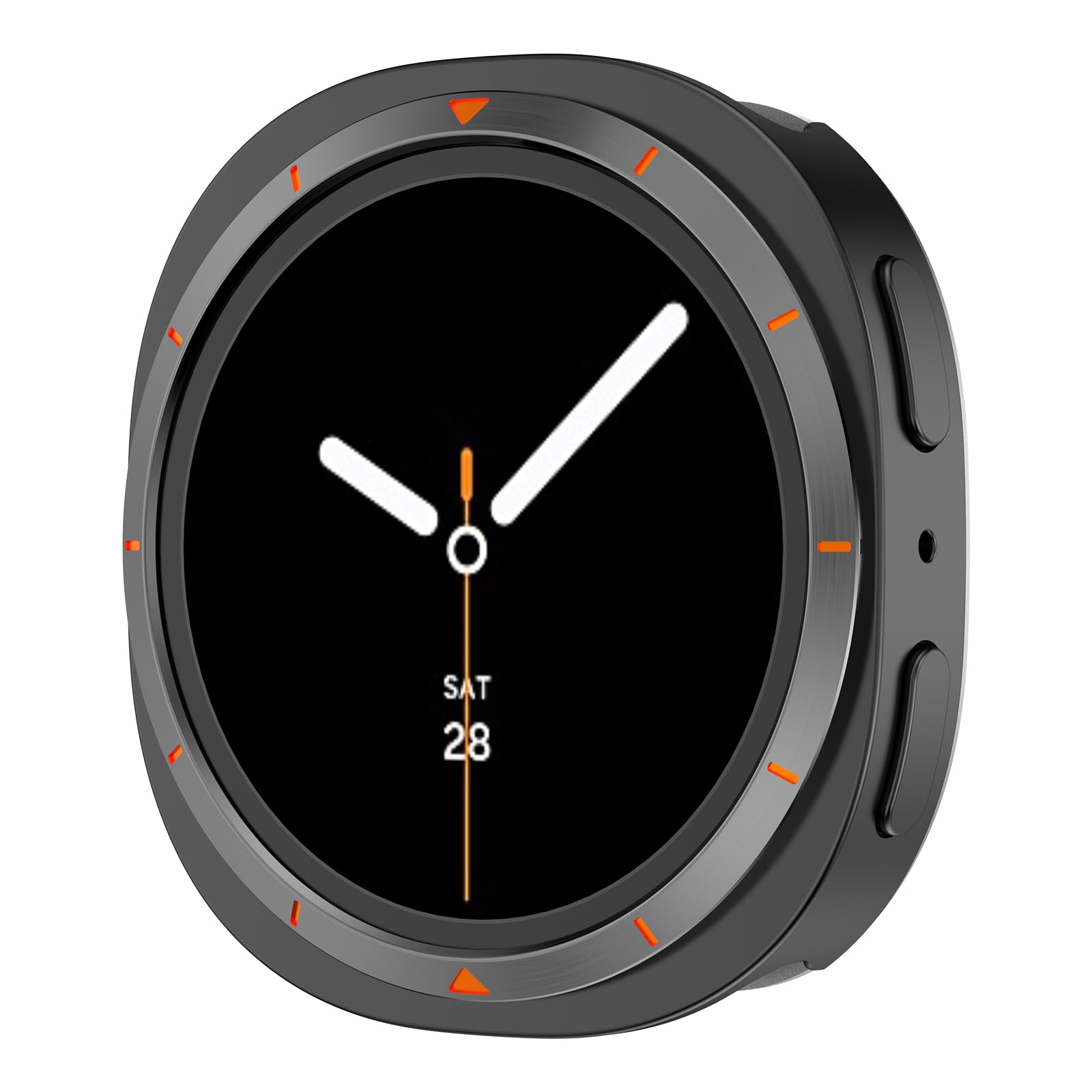 2 in 1 Metal Rugged Case Compatible with Samsung Galaxy Watch 8 40mm 44mm Shockproof Protect Bumper Case with Back Cover (NO WATCH) (Black and Orange,44mm)-picture-32