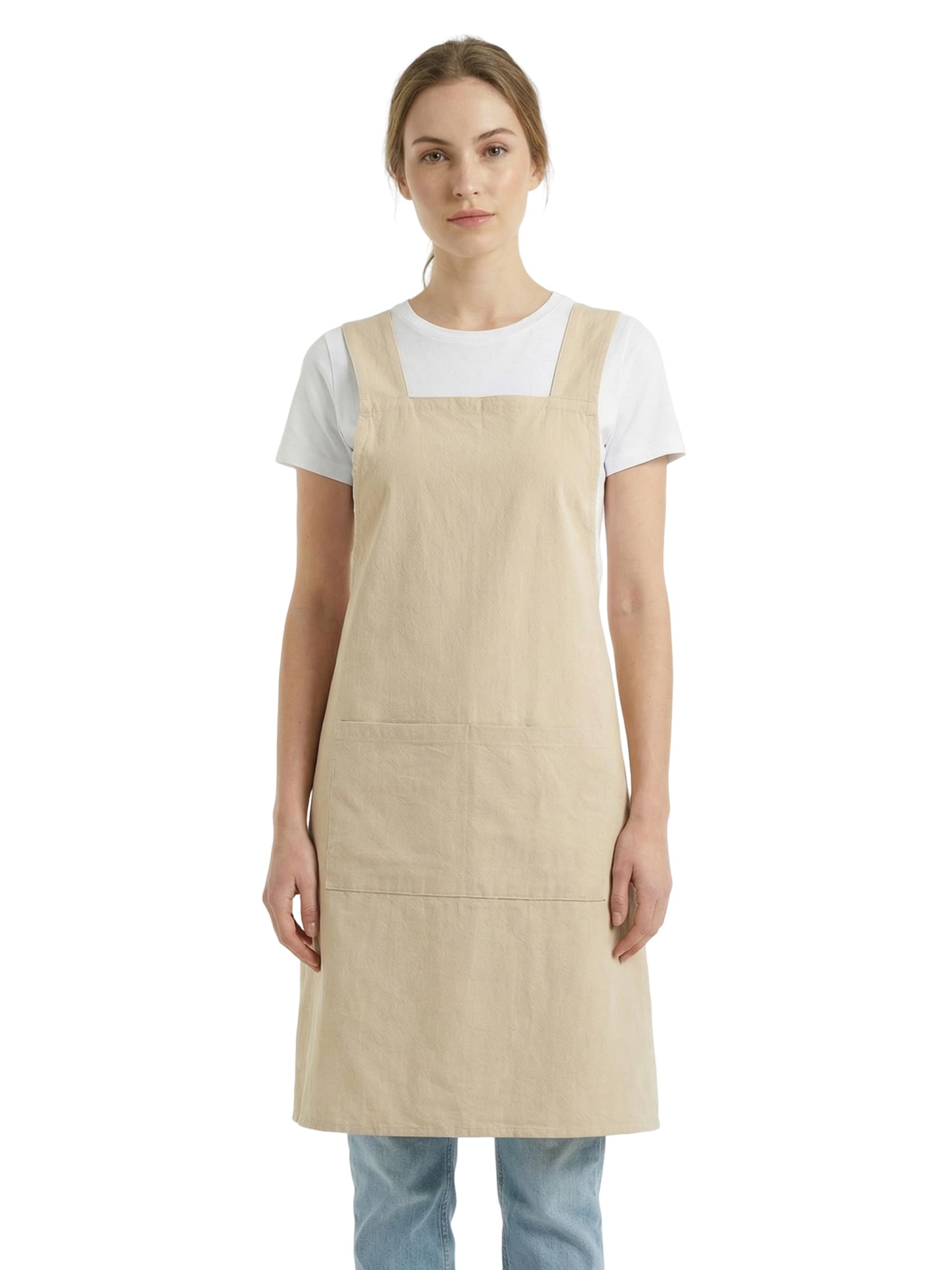 Nanxson Cross Back Apron for Women - Japanese Style Cotton Linen Apron with Pocktes, Great for Cooking Kitchen Florist