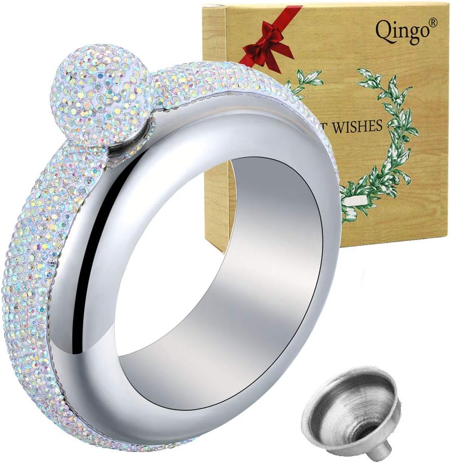 Amazon.co.jp (Sliver With Rhinestones Lid) Qingo Flask Bracelet