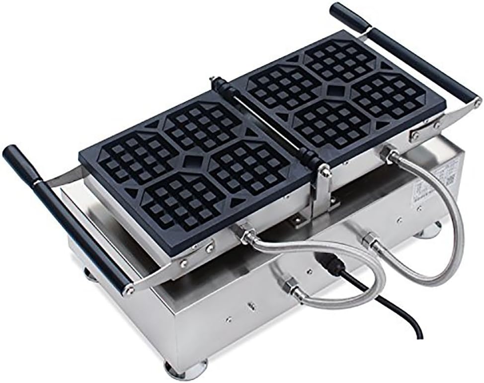 Commercial Nonstick 110V 220V Electric 4pcs Revisable Belgian Liege Waffle Maker Iron Machine and Batter Dispenser