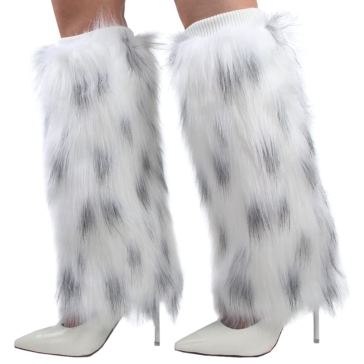 G YITENGWomens Fluffy Faux Fur Leg Warmers Cozy Fuzzy Long Boot Cuffs Covers