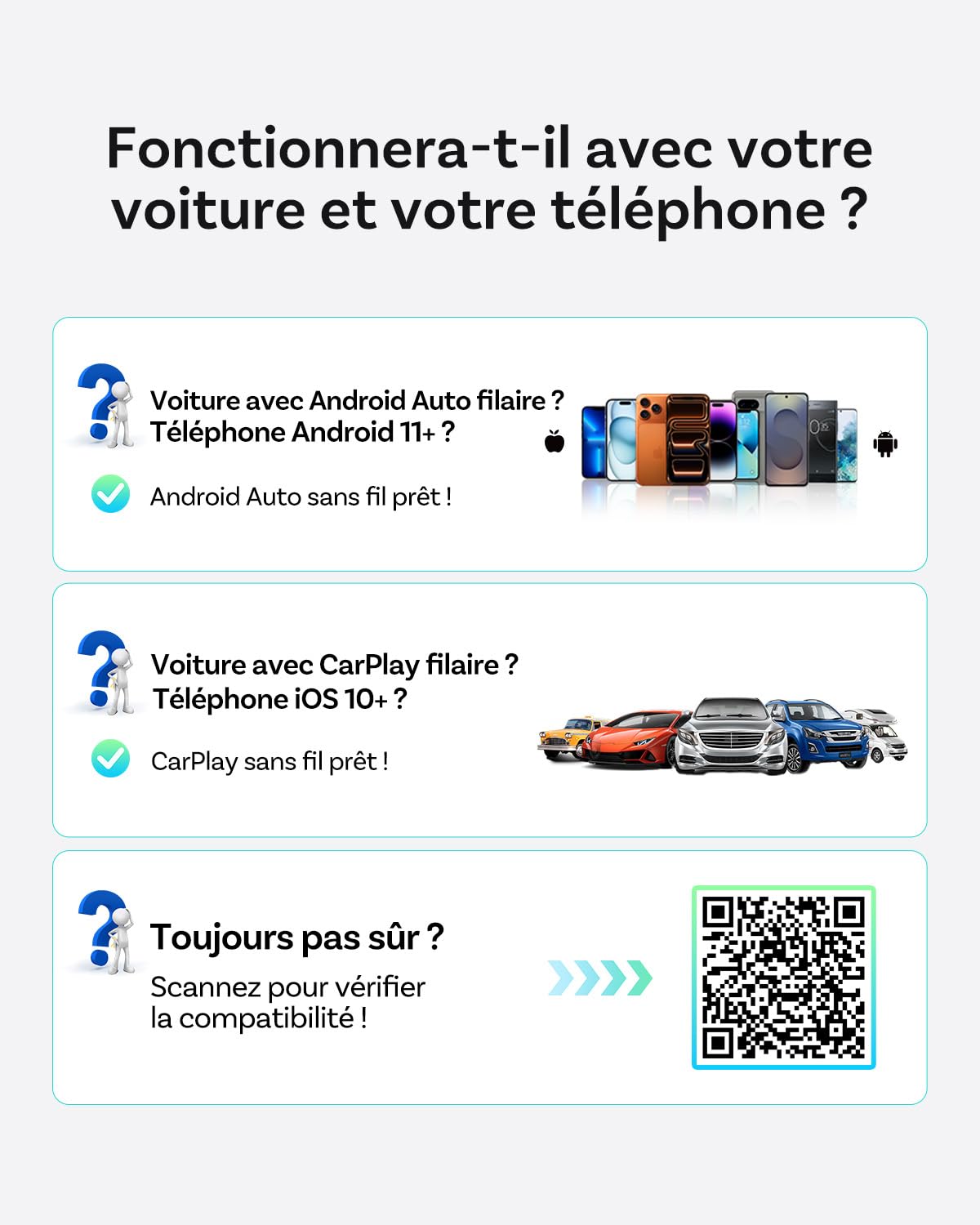OTTOCAST Mini Pico 2026 Amélioré, Adaptateur sans Fil 2 en 1 CarPlay & Android Auto avec Adaptateur USB-A/C, Changement de Téléphone par Un Bouton, Plug & Play pour Téléphones iOS 10+ & Android 11+