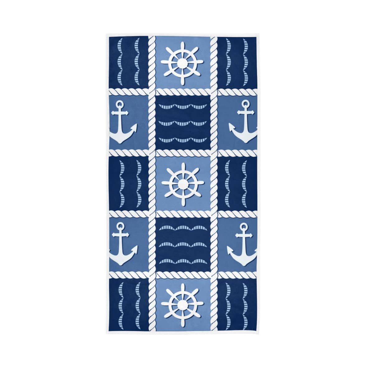 LSRCPD Nautical Theme Soft Large Hand Towels Bath Towel for Bathroom Hotel Gym Spa 30"x15"
