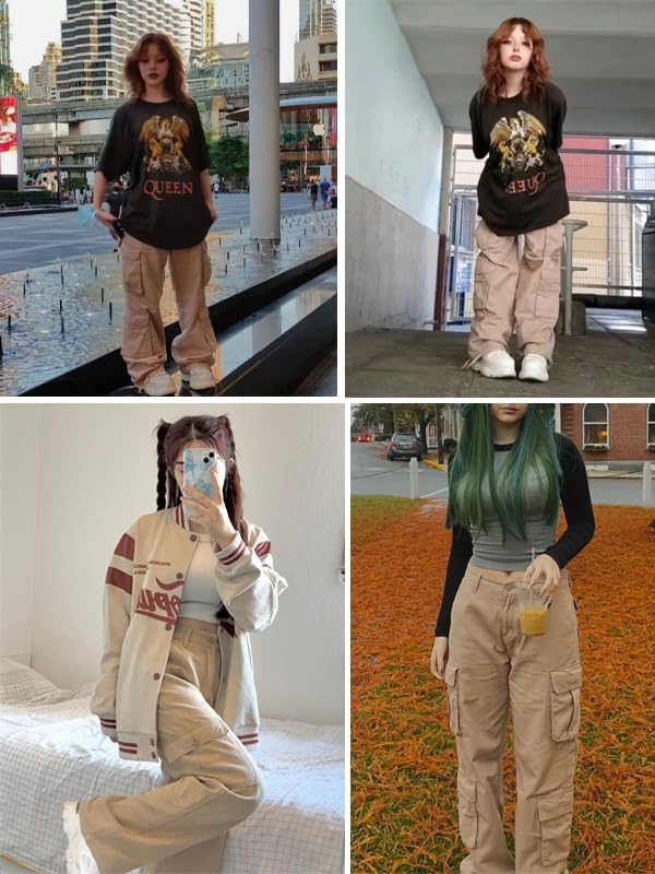 EMMIOL Cargo Pants for Women High Waisted with Pockets Y2K Streetwear Casual Tactical Travel Pants - Image 5