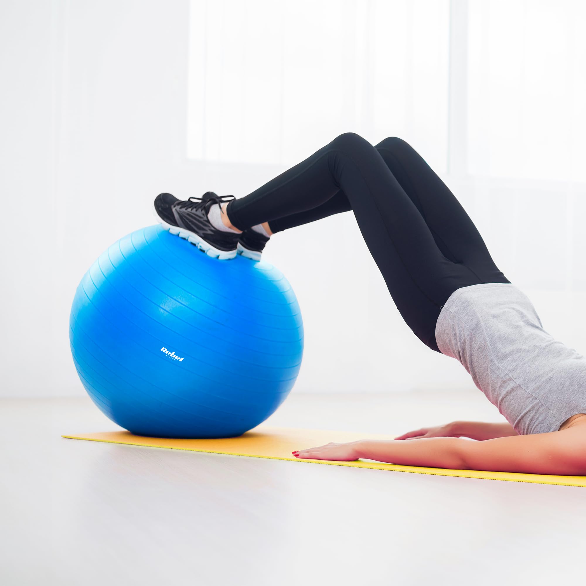 Rebel Electro Piłka Gimnastyczna Rehabilitacyjna 65cm z Pompką Ręczną Niebieska
