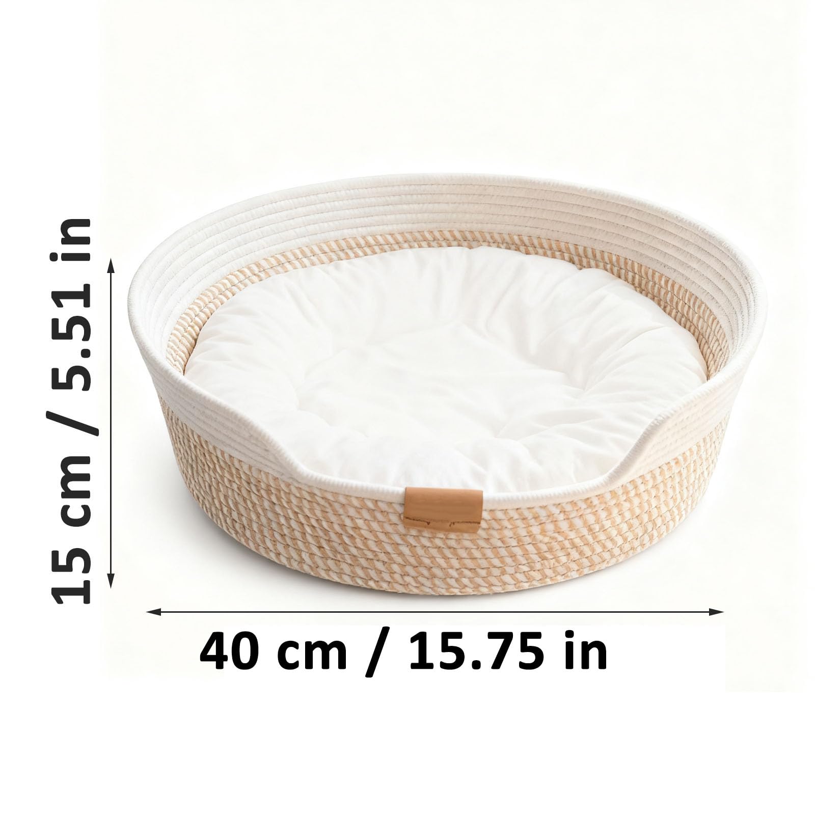 Cama para Gatos con Cojín y Cuerda de Algodón Tejida | Cesta de Gato Lavable Resistente al Desgaste, Camas para Gatitos de Interior, Cama Cálida Universal para Todas las Estaciones