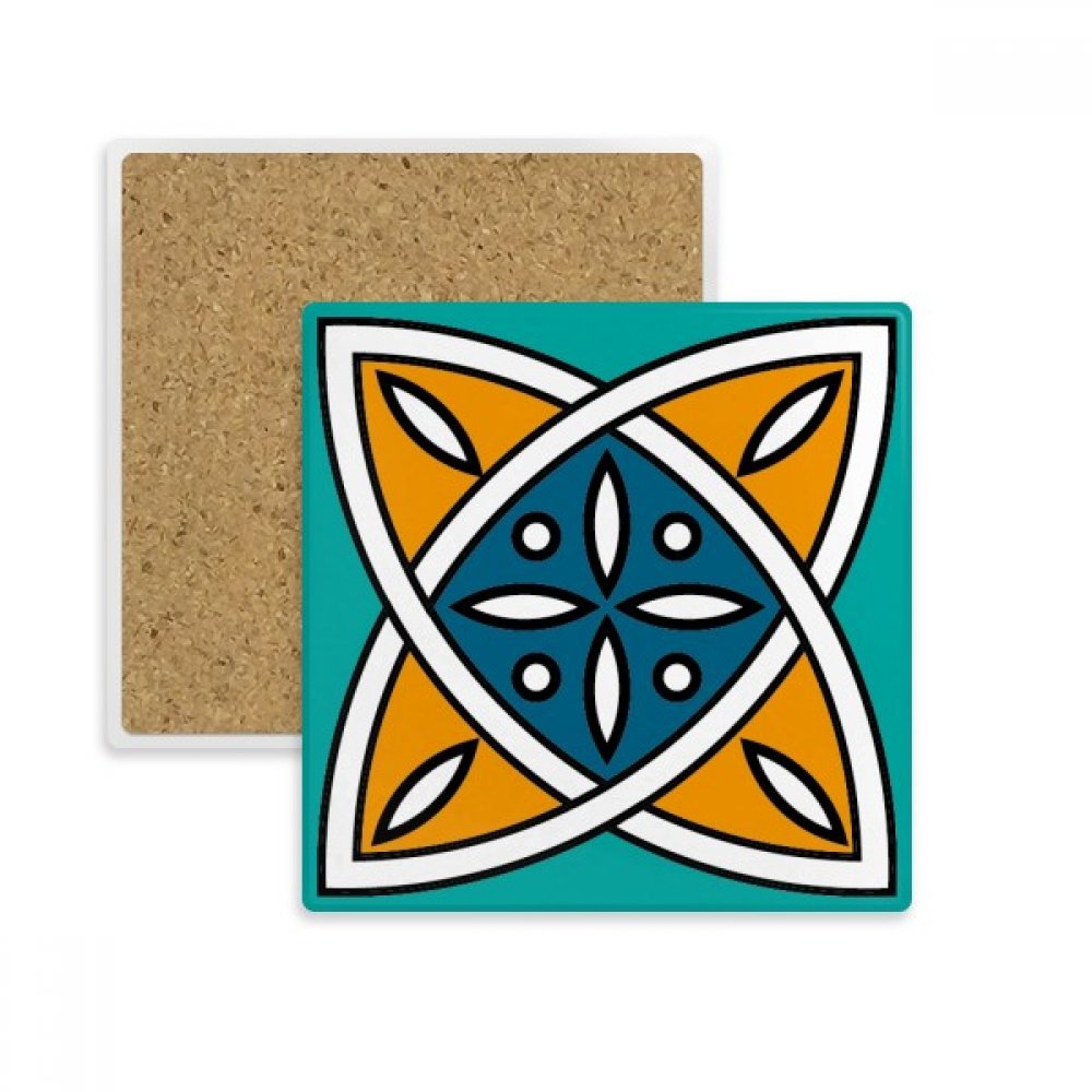 Coaster Maroc en pierre carrée au motif géométrie abstraite multicolore