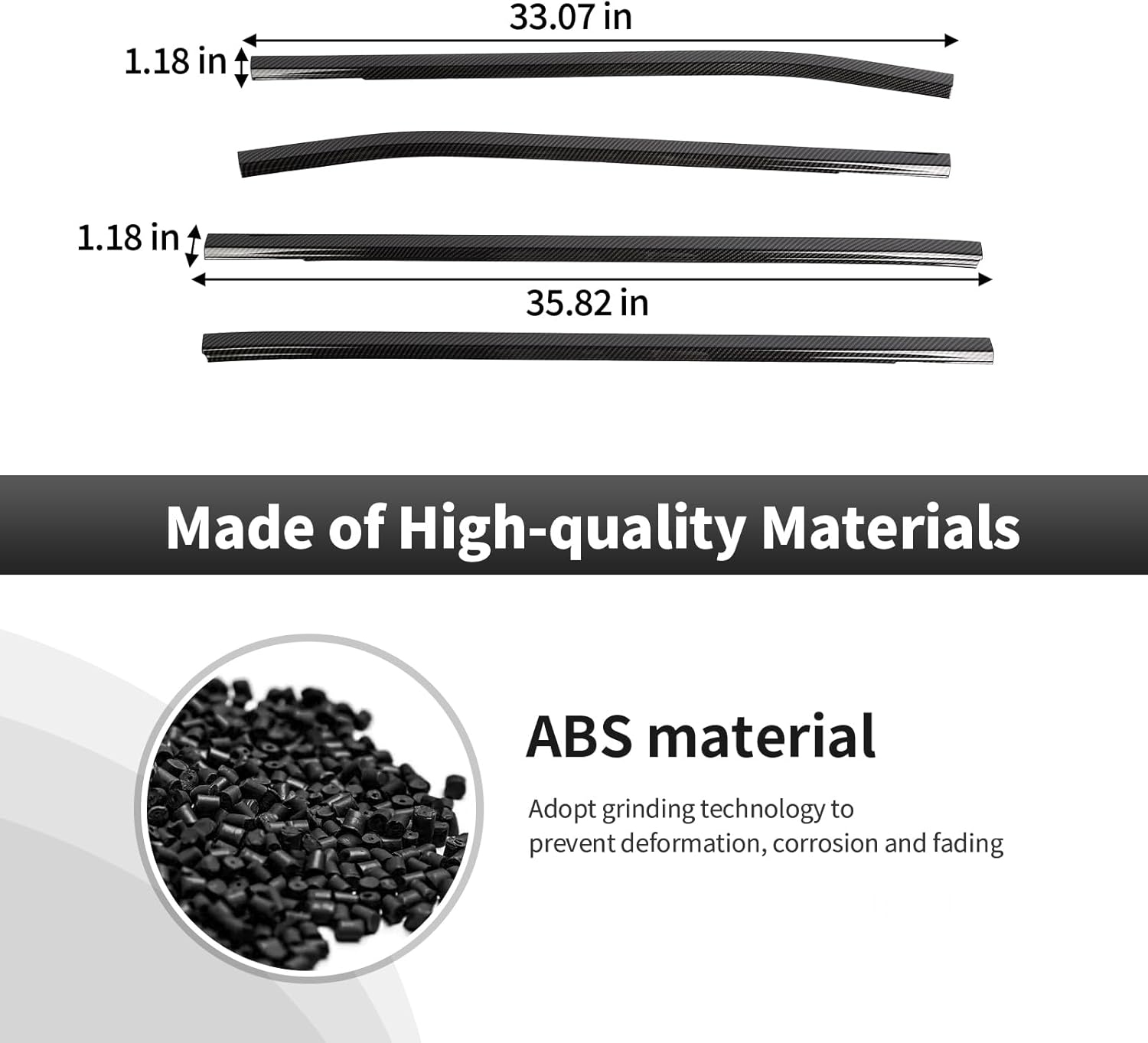 CheroCar Carbon Fiber Lower Window Trim Cover Molding Window Bottom Outer Frame Strip Compatible with Chevy Silverado GMC Sierra 2019-2025+Exterior Accessories