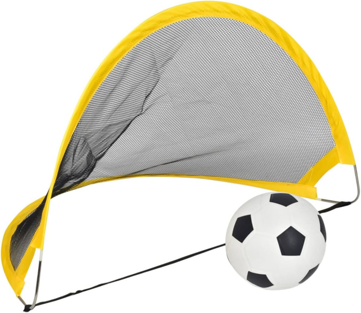 KICHOUSE 2Pcs Mini Soccer Goal Set for Portable Soccer Nets with Football Inflator Iron Nails Outdoor Game for Football Training and Play