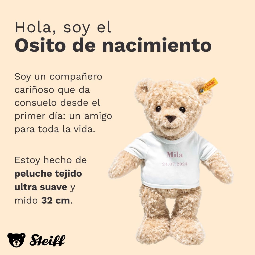 Steiff Peluche Osito de Nacimiento, Peluche Adorable, para niños y niñas, bebés a Partir de 0 Meses, Peluche 32 cm, Beige, 242748