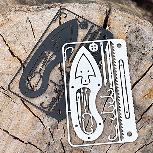 Cartão Externo, Andoer 10 PCS Multi-Tool Card 17 em 1 Multifunction Fishing Hook Card para Emergênci