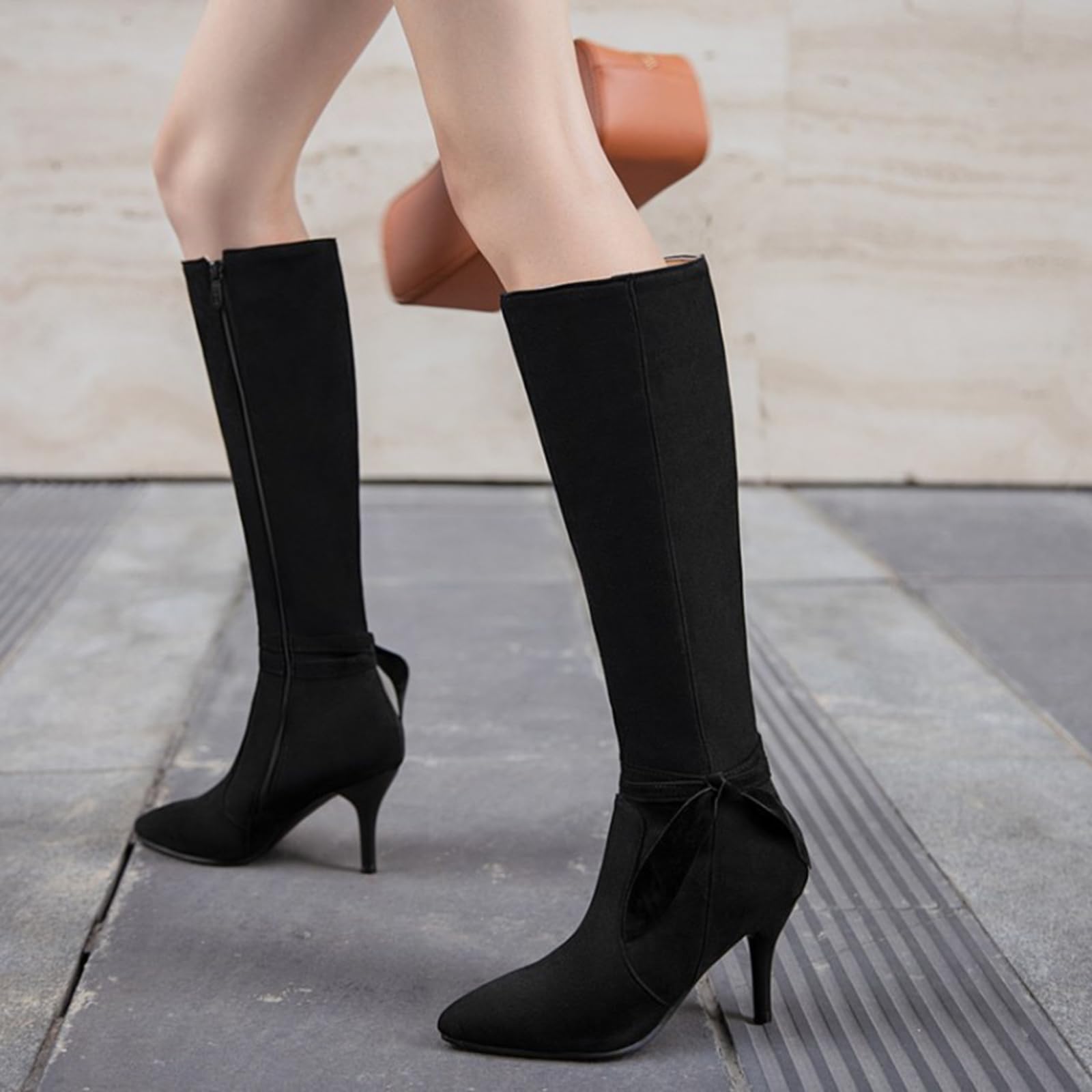 8CM/3.14IN Suede Talons Hauts Femmes Sexy Haute Bottes Discothèque Prom Party Pole Dancing Bottes