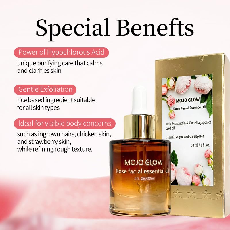 Generic Rose Facial Essential Oil, Cold Pressed Organic Rosehip Face Oil, Natural Moisturizer for Dry Skin, Scar Repair & Glow, Non Comedogenic Serum, 1 fl oz