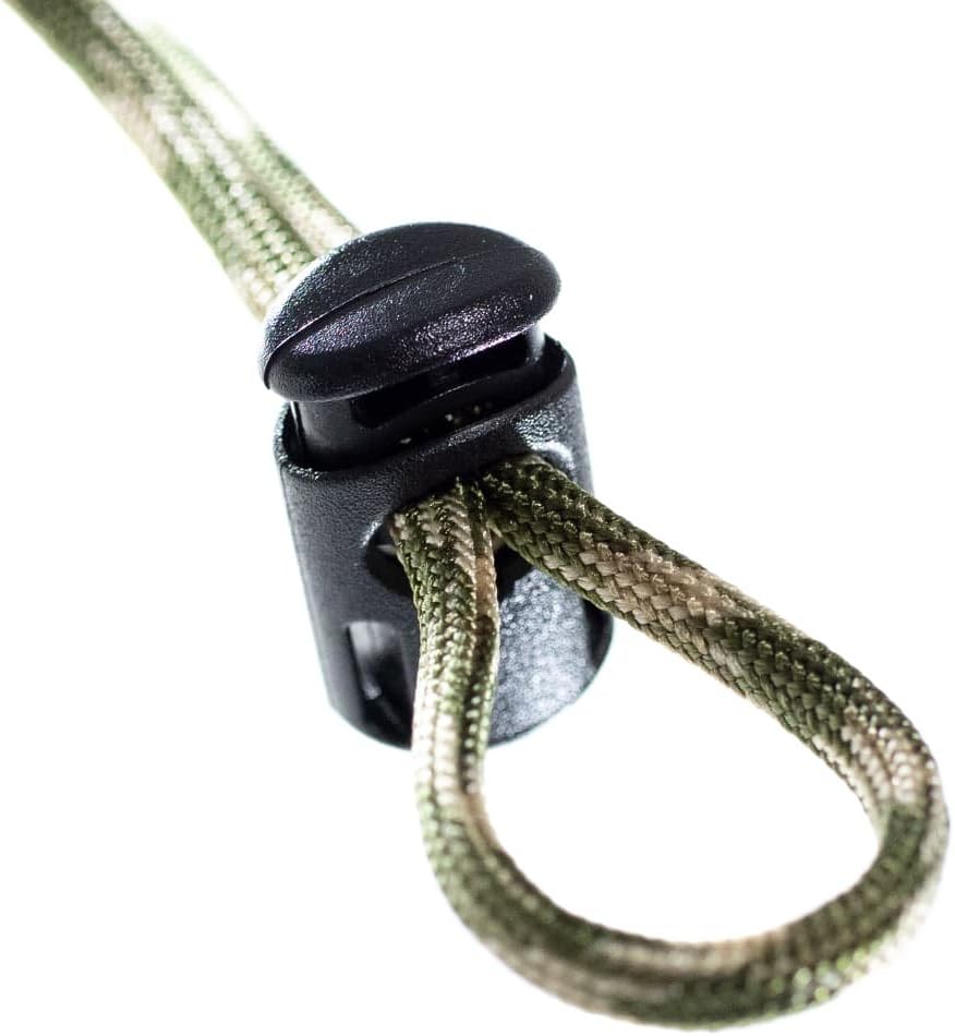 1/4 Inch Black Ellipse Cord Lock Clamp Toggle Stop Slider for Paracord, Bungee Cord, Drawstrings, Accessory Cordage and More (10 Pack) - Image 3