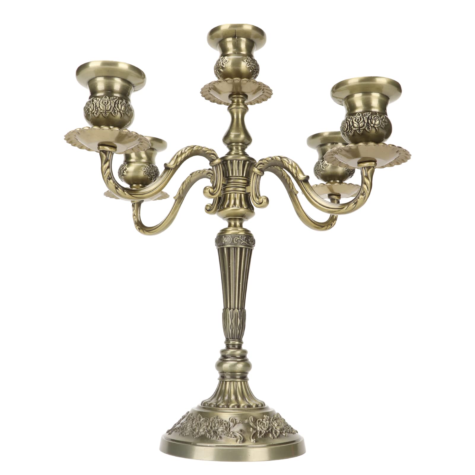 5 brazos Candelabro de 5 brazos candelabro decoración candelabro alto cónico vela luz bronce antiguo candelabro Prop Romance boda Metal Cuentas
