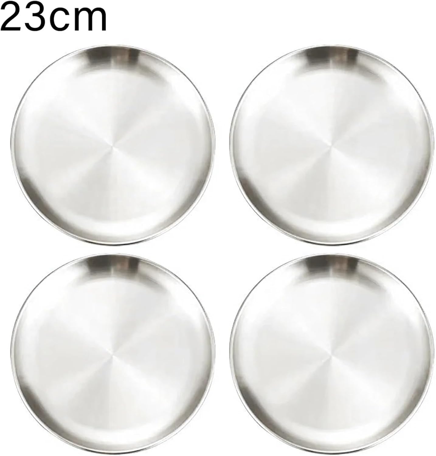 Stainless Steel Plates 12Pcs Stainless Steel Round Plate Bone Spitting Dish Shallow Tray Metal Camping Dining Disc BBQ Picnic Dishes Cookware(23cm)