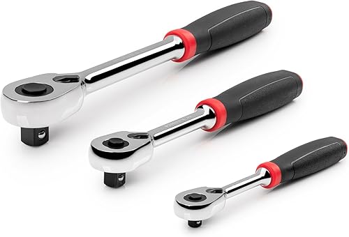 Miniatura 2 de TEKTON SRH91101 - Juego de trinquete de agarre cómodo de liberación rápida de 14, 38, 12 pulgadas (3 piezas)