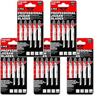 25 x TopsTools T101AO Straight and Curved Cuts Jigsaw Blades Compatible with Bosch, Dewalt, Makita, Milwaukee and many more