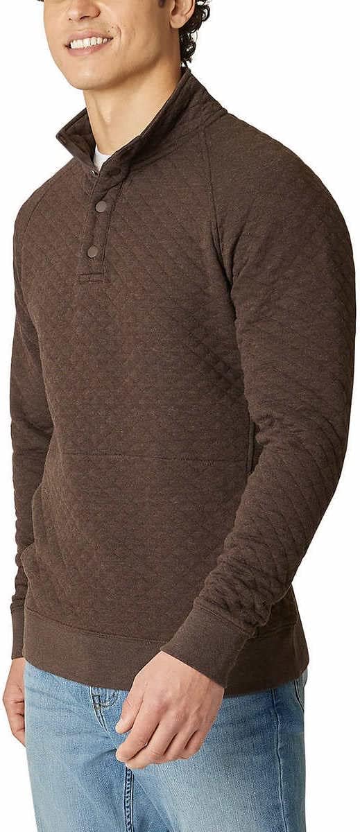 Eddie Bauer Mens Midweight Quarter Snap Mock Quilted Pullover (as1, Alpha, x_l, Regular, Regular, Brown)