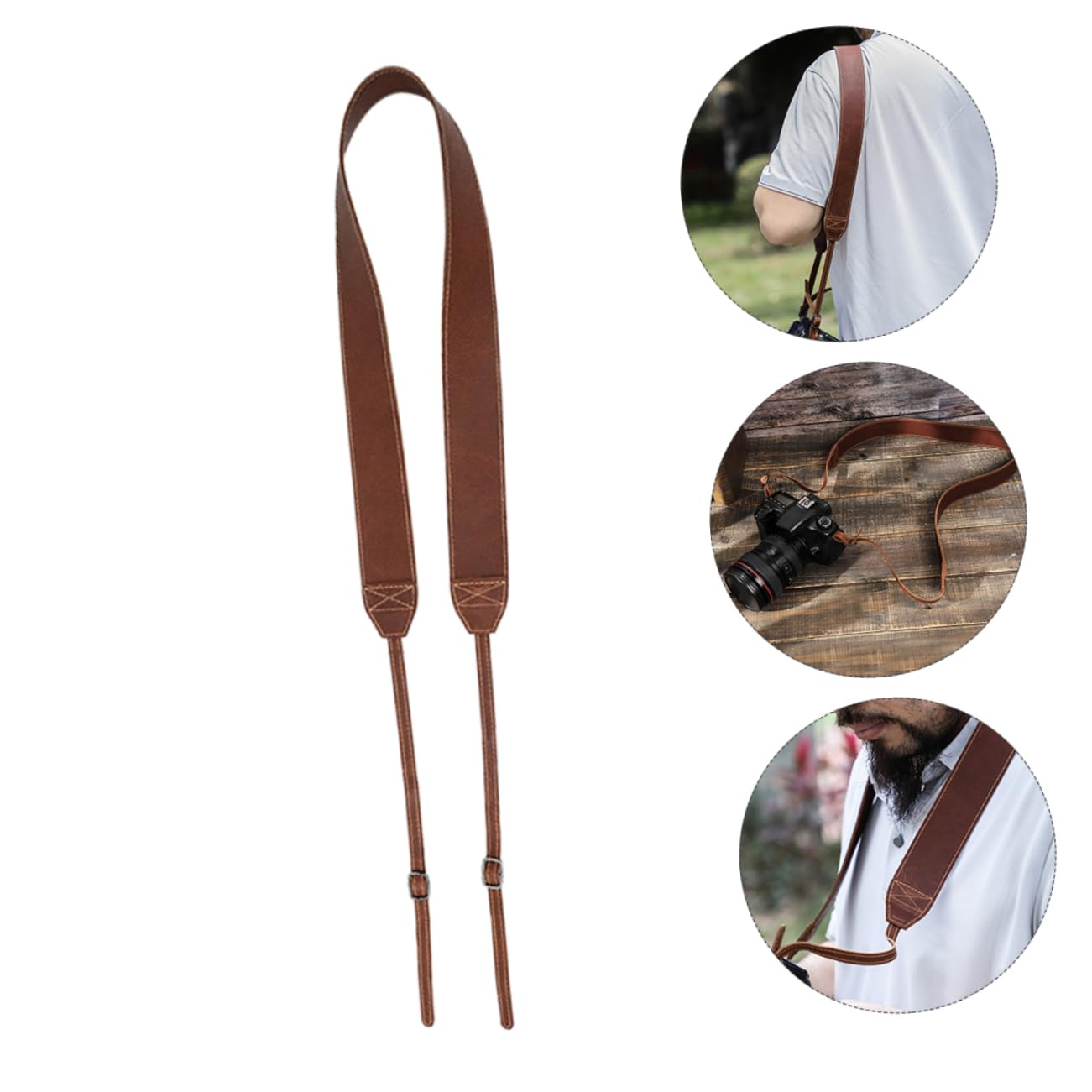 LALAFINA Correa de Cámara Ajustable de Cuero Profesional Strap de Hombro Retro para Fotografía al Aire y para DSLR y