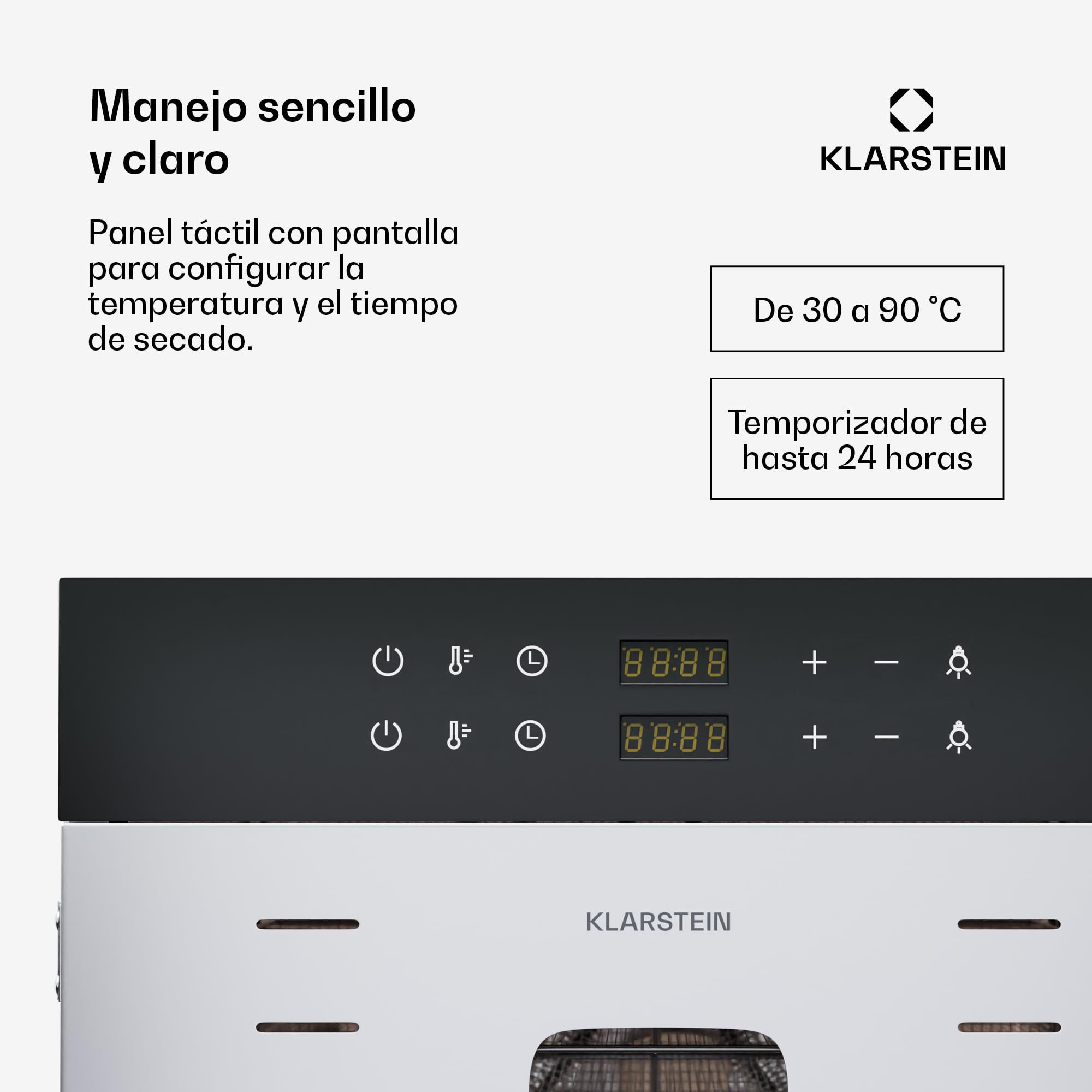 Klarstein Deshidratador De Alimentos, 4000W, 40 Bandejas Acero Inoxidable, 30-90 °C, Temporizador 24h, 6 Ventiladores, 2 Cámaras, 50-55 dB, Ideal Para Frutas, Verduras, Carne, Hierbas, Plateado