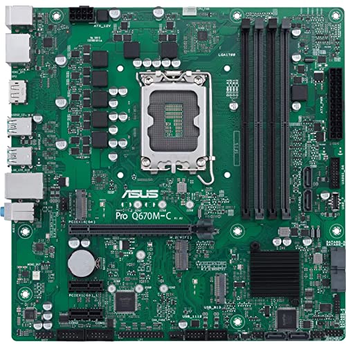 NVMe SSD M.2 slots,4 ASUS Pro Q670M-C-CSM LGA 1700 (Intel 12th Gen & Intel vPro) mATX Motherboard (PCIe 4.0, DDR5 4800, 2xNVMe SSD M.2, USB 3.2 Gen 2, ASUS Boot), Black