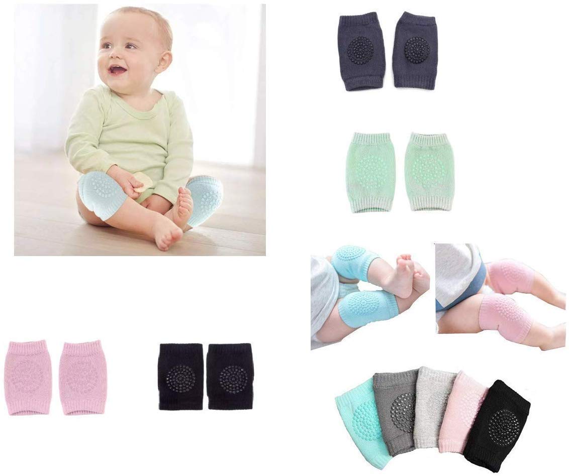 QONETIC Pack of 2 Unisex Baby Crawling Anti-Slip Knee Pads Toddler Knee Protectors Learn to Crawl Socks Leg Warmers (Multi)