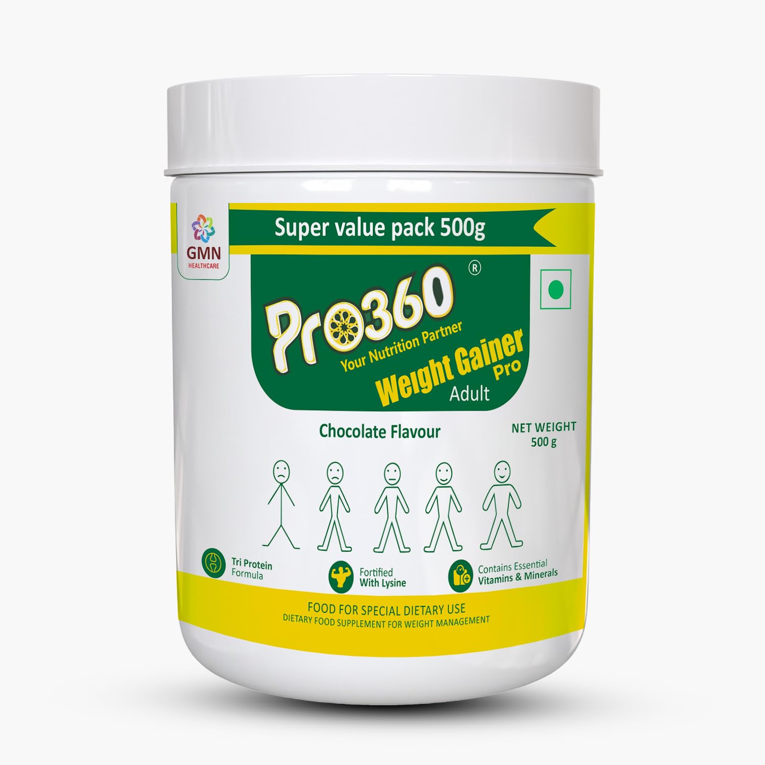 Pro360 WeightGainer Pro for Women & Men 500g | Calorie Rich Supplement with Triple Protein Source & 25 Nutrients for Healthy Weight Gain | Muscle Gainer Protein Powder | Chocolate Flavour