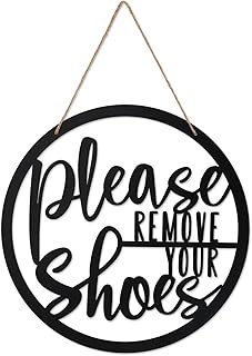 Please Remove Your Shoes Sign Metal Sign Rustic Funny Take your Shoes Off Porch Hanging Sign Round Hanger Wall Decorations for Living Room, Entryway, Door Hanger Farmhouse Porch Decor