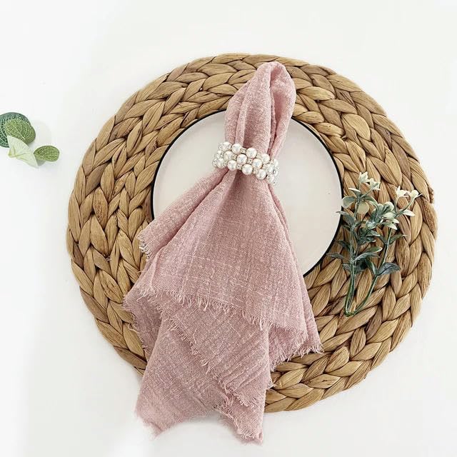 ANEIDA 42x42 cm 3/6/12/24 Pezzi Tovaglioli di Stoffa di Garza Tovaglioli di Cotone servilletas Boho Tovaglioli di Garza Rustica con Frange per la Cerimonia Nuziale