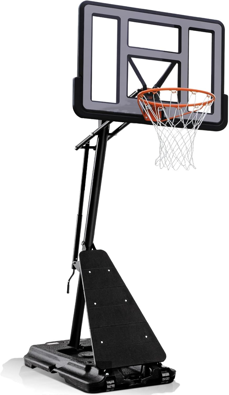 BACKYARD BLITZ Basketball Hoop,44&48in Backboard Portable Basketball Goal System, 10FT Hand-Crank Adjustable Basketball Hoop Outdoor
