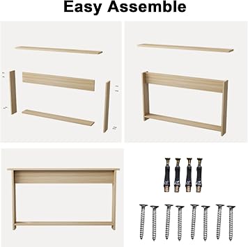 Modern Slim Console Table - Narrow Entryway Shelf with Black Top 120cm Long - Ideal for Living Room & Bedroom Fits Behind Bed (W-15cm/5.9in)