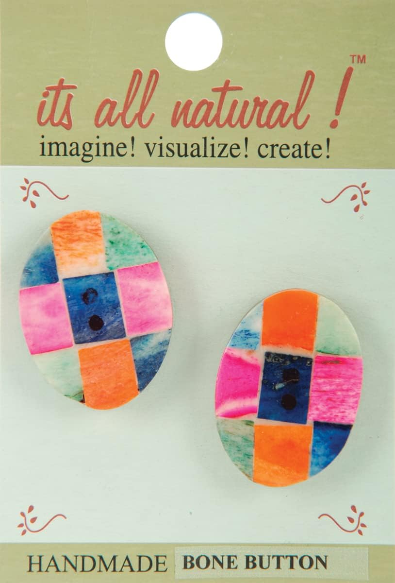 Vision Trims Handmade Bone Buttons (34mm) Oval Bright