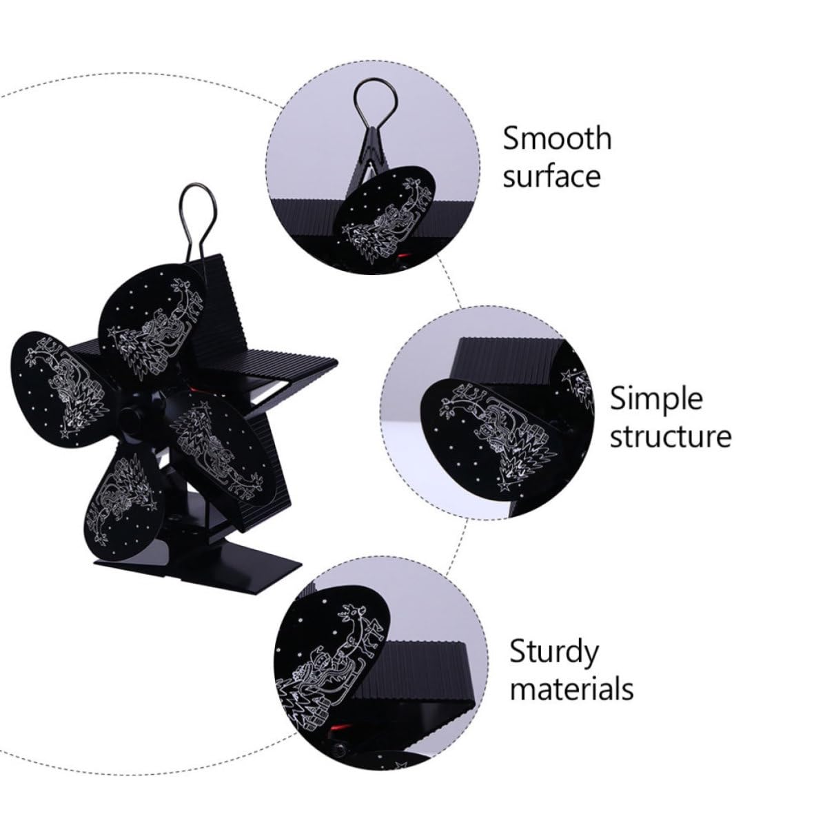 Homoyoyo Ventilador de Chimenea Navideño Alimentado por Calor, Negro